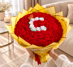 Buchet 101 Trandafiri cu Litera Personalizata - Flowers31