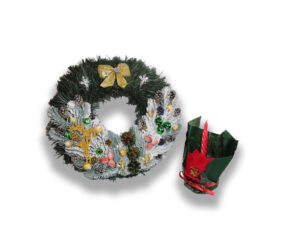 Set Cadou Crăciun – Coroniță & Lumânare Festivă- Flowers31