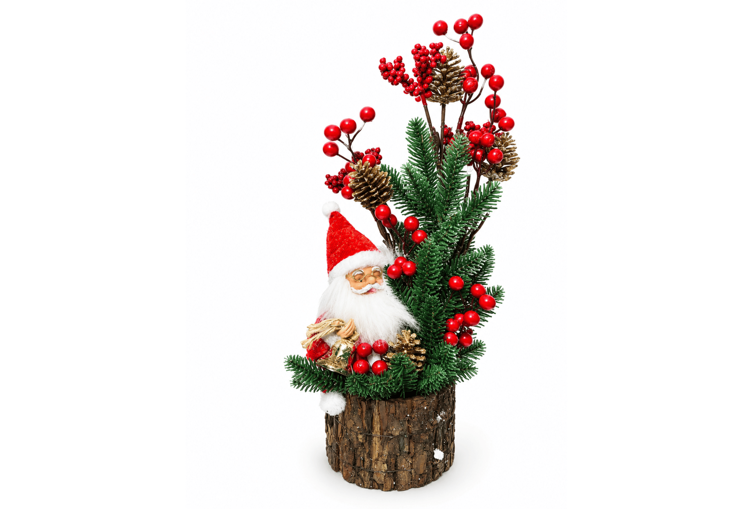 Moș Crăciun cu Brăduț – Figurina Festivă Handmade- Flowers31