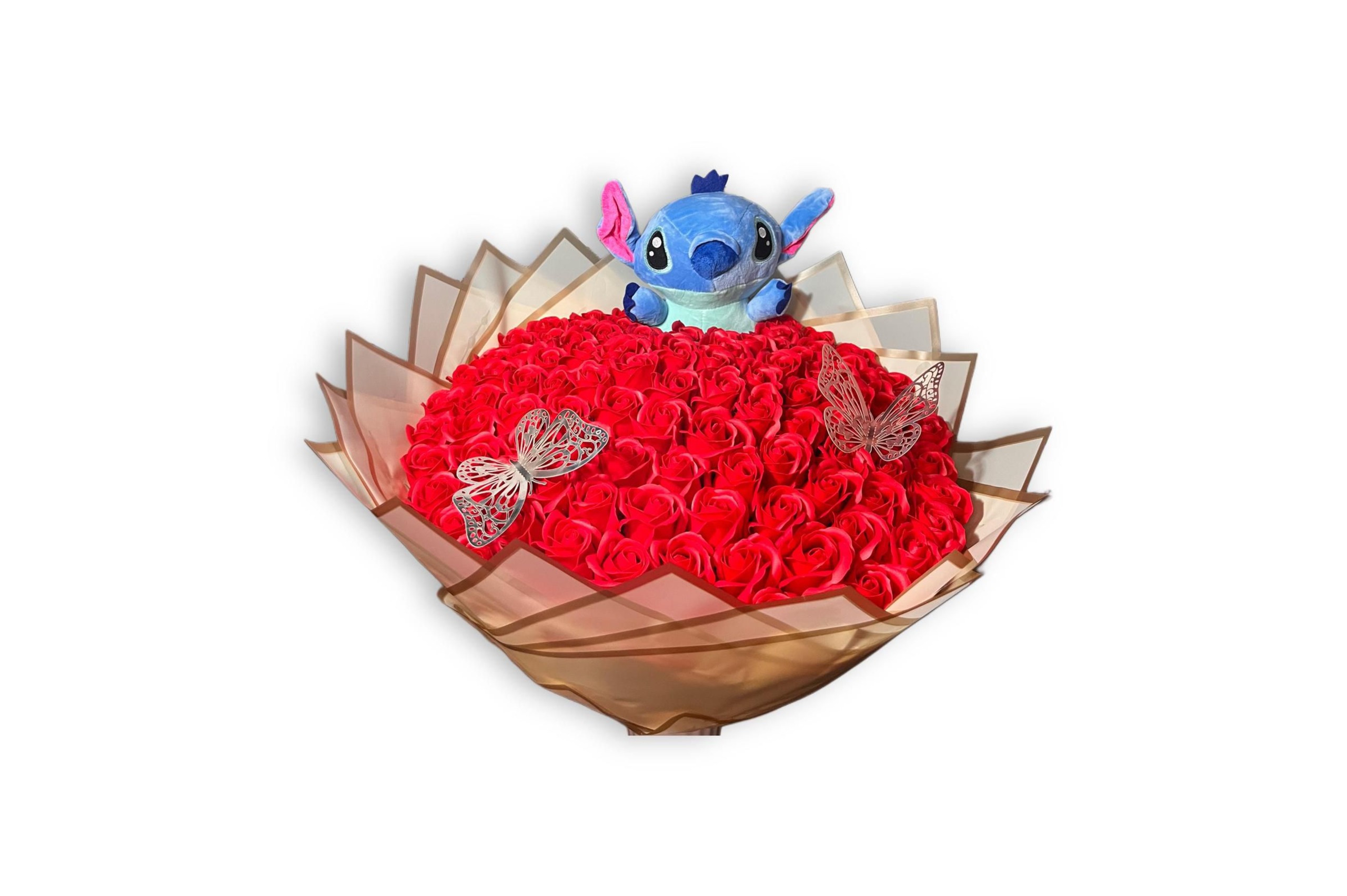 Buchet de 101 Trandafiri de Săpun cu Stitch Albastru - 31Flowers