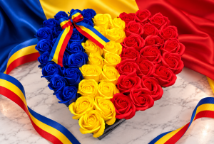 Aranjament Floral Tricolor cu 31 Trandafiri de Săpun – "Inima României" - 31Flowers