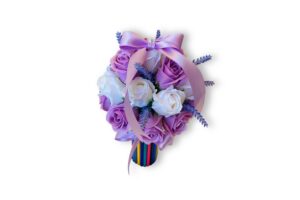 Aranjament cu Creioane Colorate si Trandafiri de Săpun - Accente Mov Elegante - 31Flowers