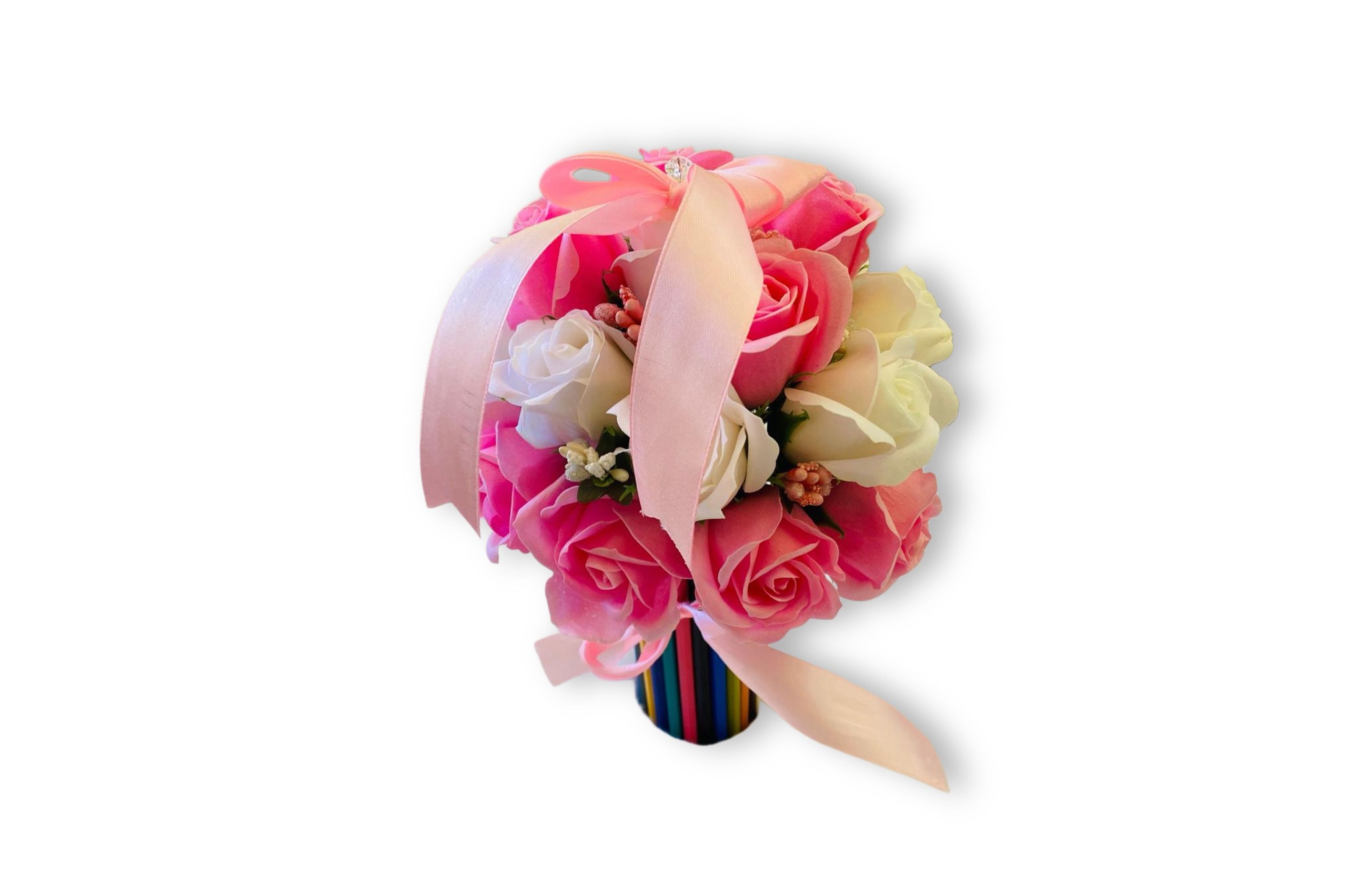 Aranjament cu Creioane Colorate si Trandafiri de Săpun - Poveste în Culori - 31Flwoers