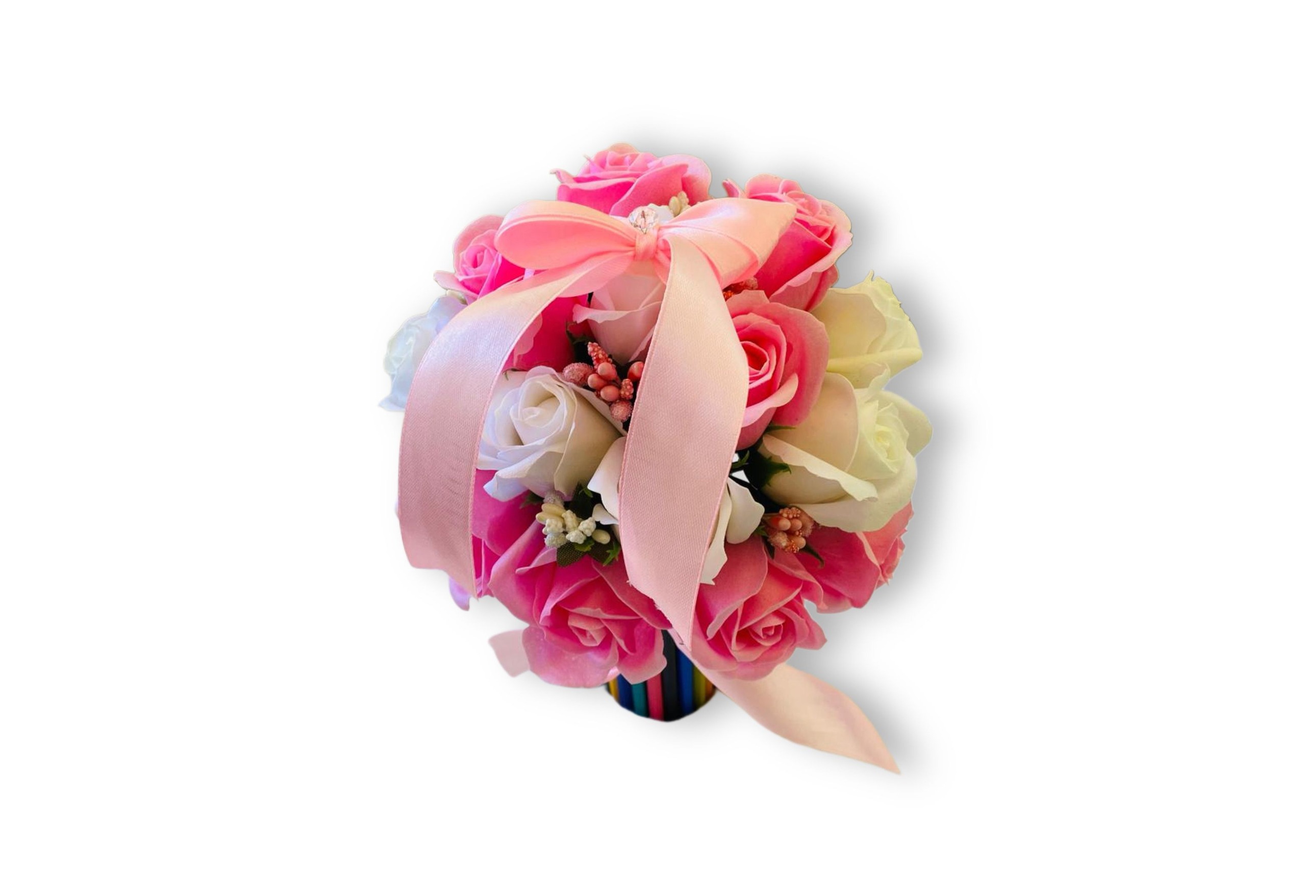 Aranjament cu Creioane Colorate si Trandafiri de Săpun - Poveste în Culori - 31Flwoers