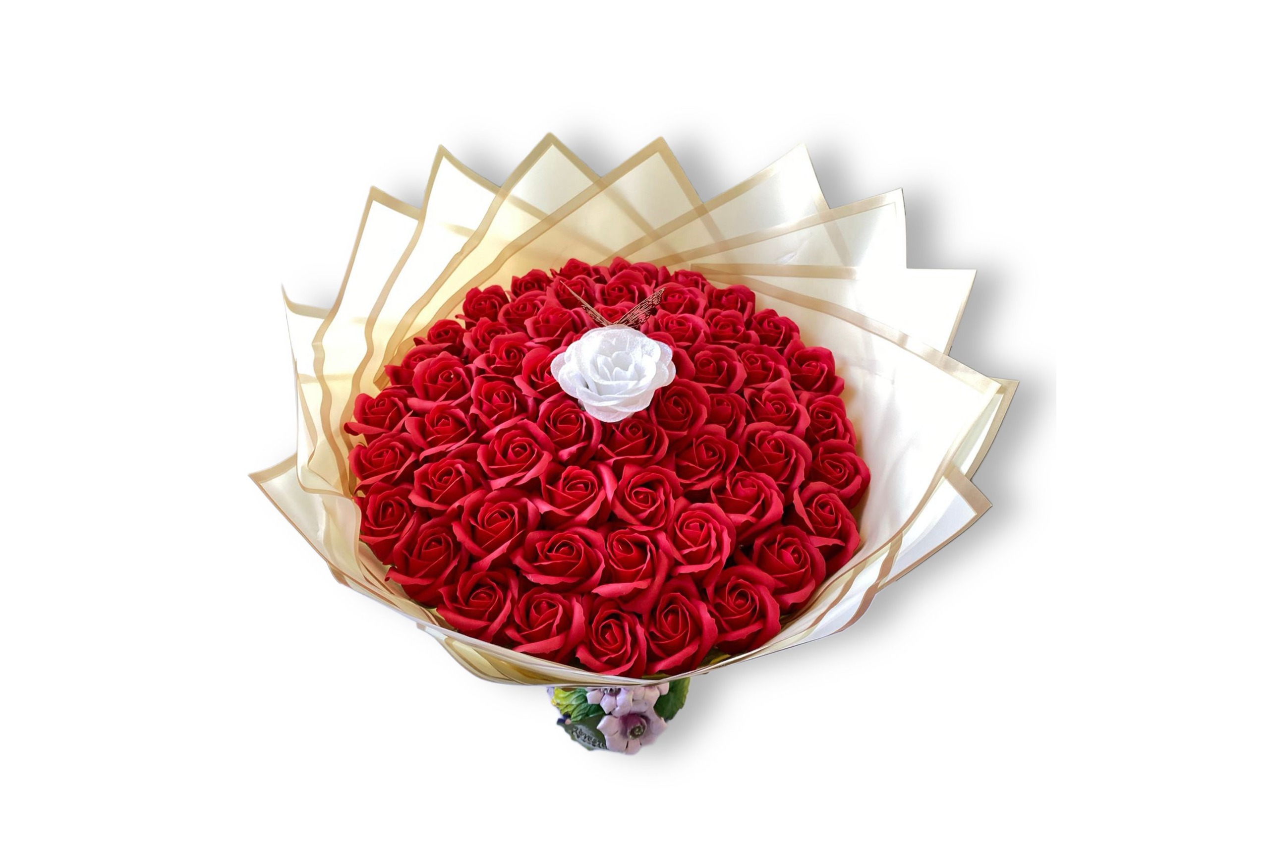 Buchet cu 55 de Trandafiri de Săpun - Sclipirea Inimii