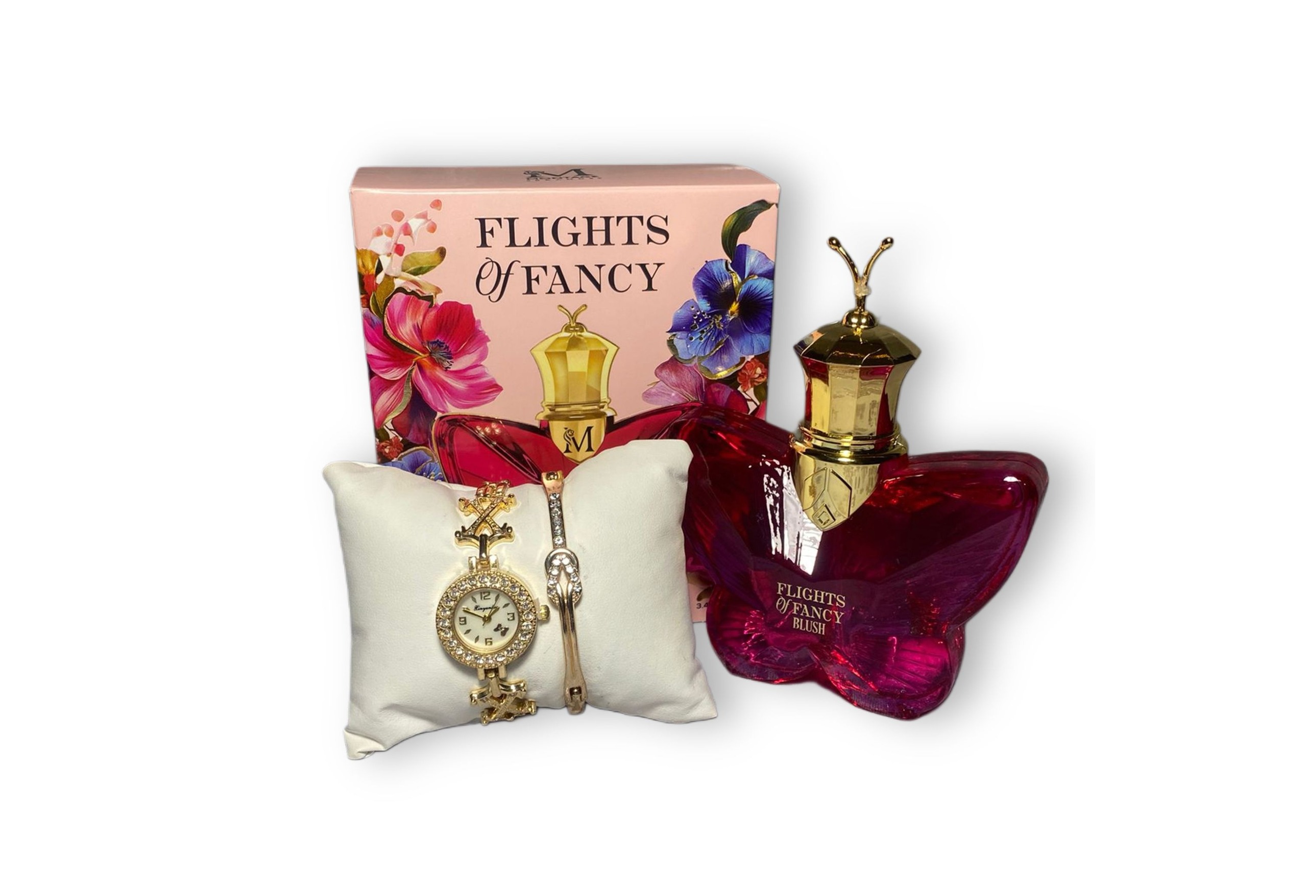 Ceas Auriu Elegant & Parfum Flights of Fancy Blush- Flowers31
