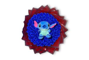 Buchet 101 Trandafiri de Săpun Albaștri cu Stitch Albastru-Flowers31