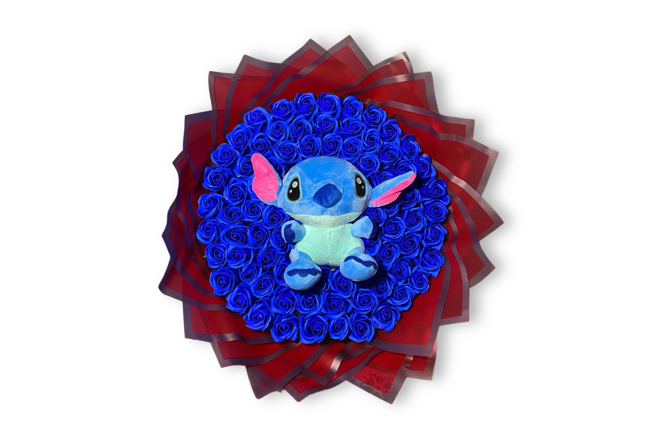 Buchet 101 Trandafiri de Săpun Albaștri cu Stitch Albastru-Flowers31