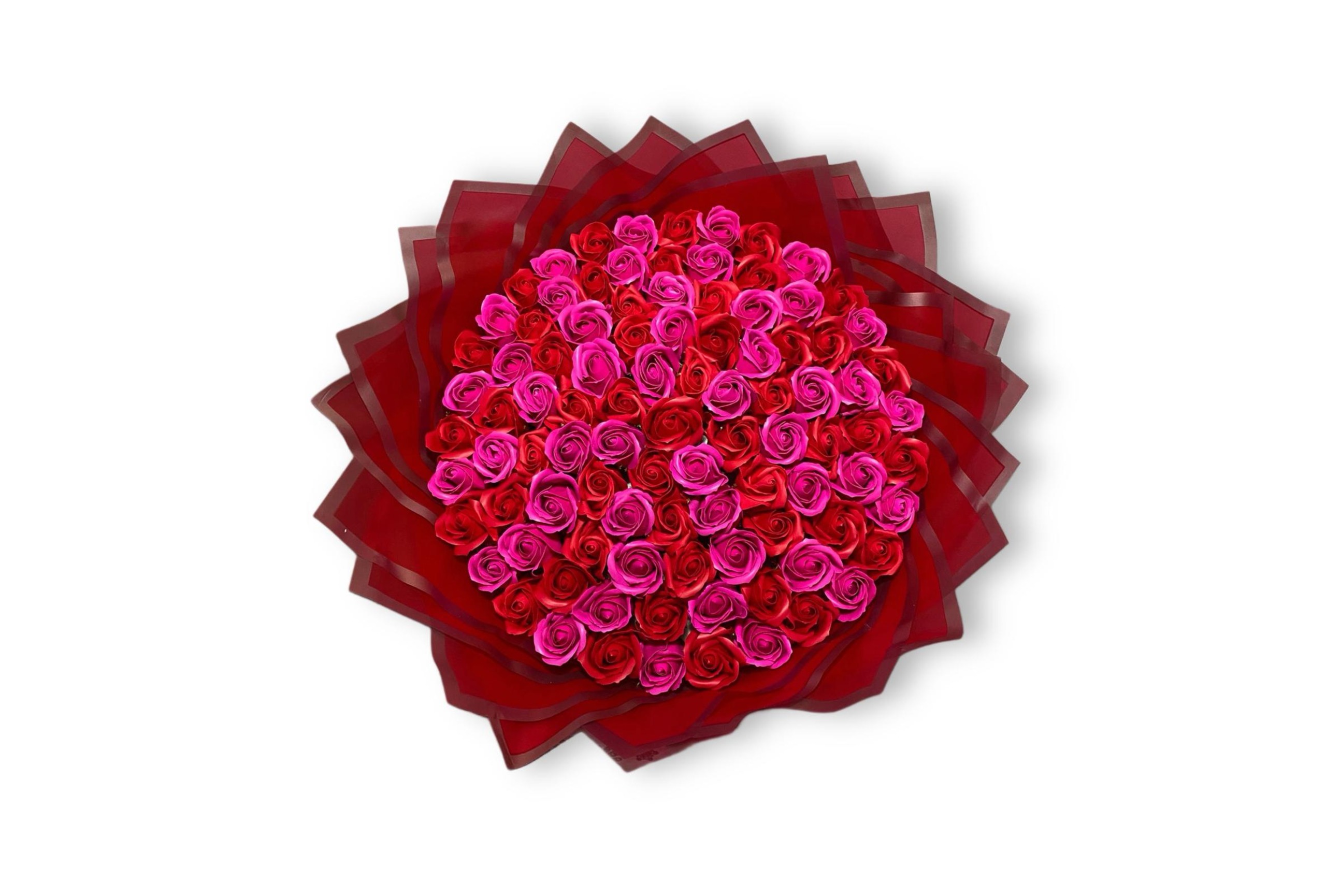 Buchet 101 trandafiri de săpun roșu și roz aranjament elegant-Flowers31