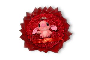 Buchet 101 Trandafiri de Săpun cu Stitch roz – Cadou Romantic Premium-Flowers31
