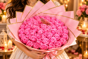 Buchet 55 Trandafiri din Săpun-Flowers31