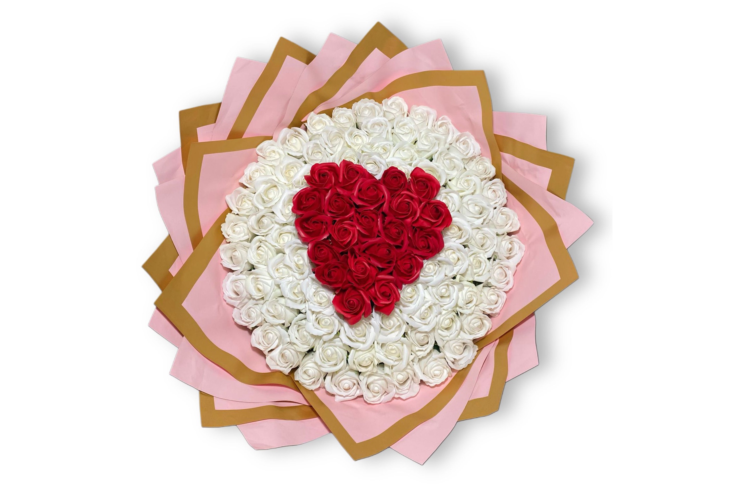 Buchet 101 Trandafiri de Săpun - Inimă Roșie-Flowers31