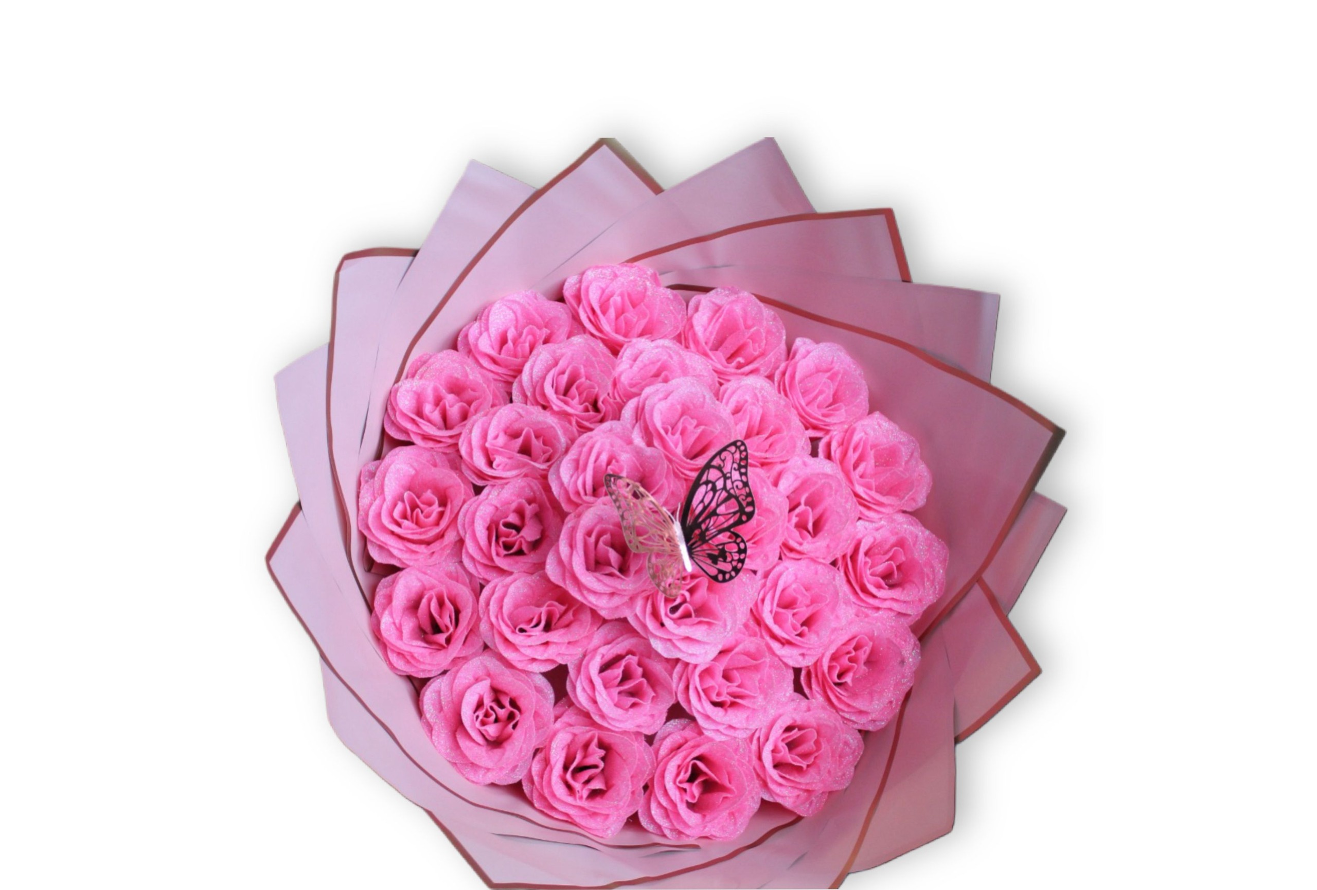buchet-29-trandafiri-imperiali-glittery-pink-cu-sclipici-Flowers31