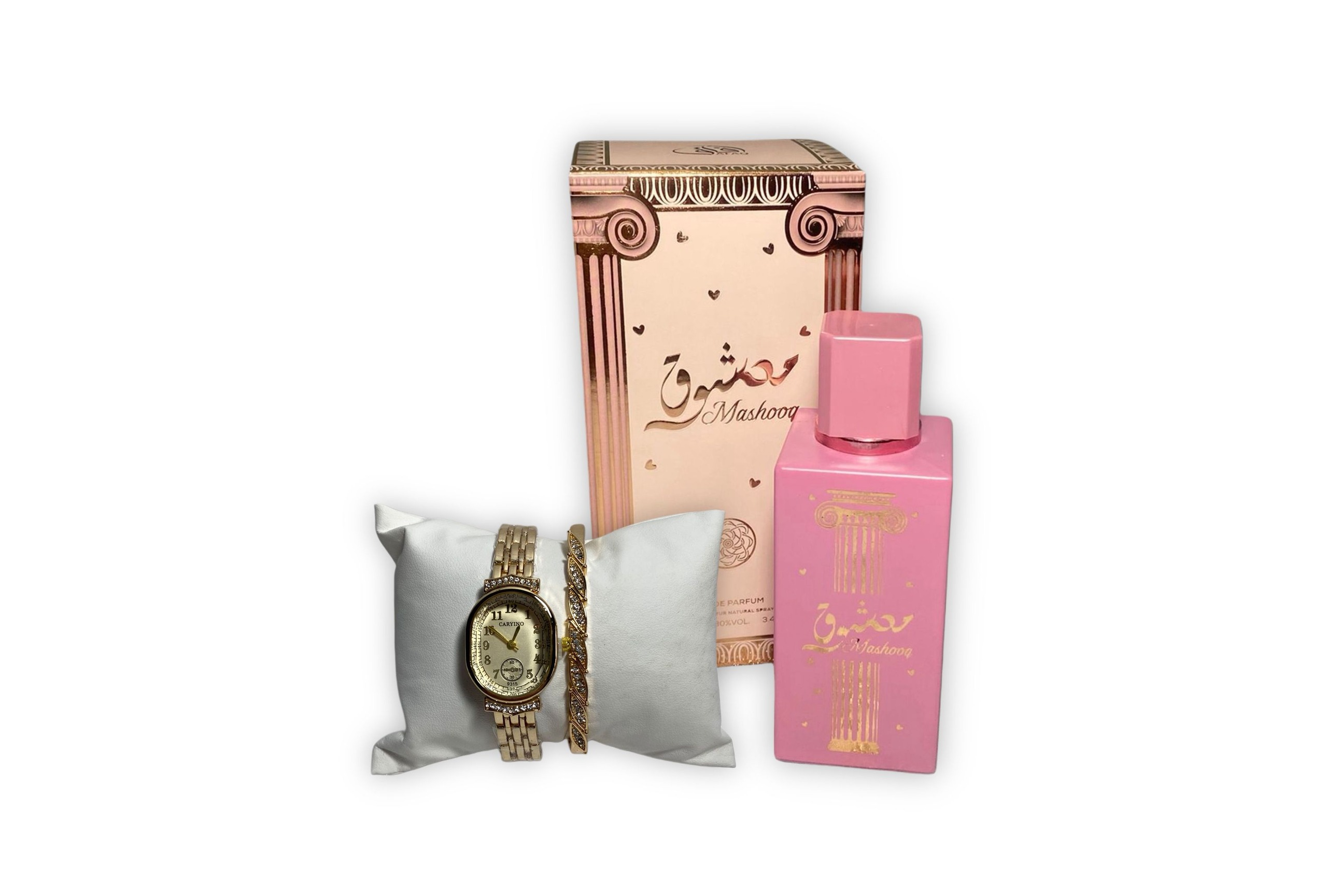 Set Cadou Femei – Ceas Auriu Elegant & Parfum Mashooq | Cadou Romantic și Rafinat pentru Ea-Flowers31