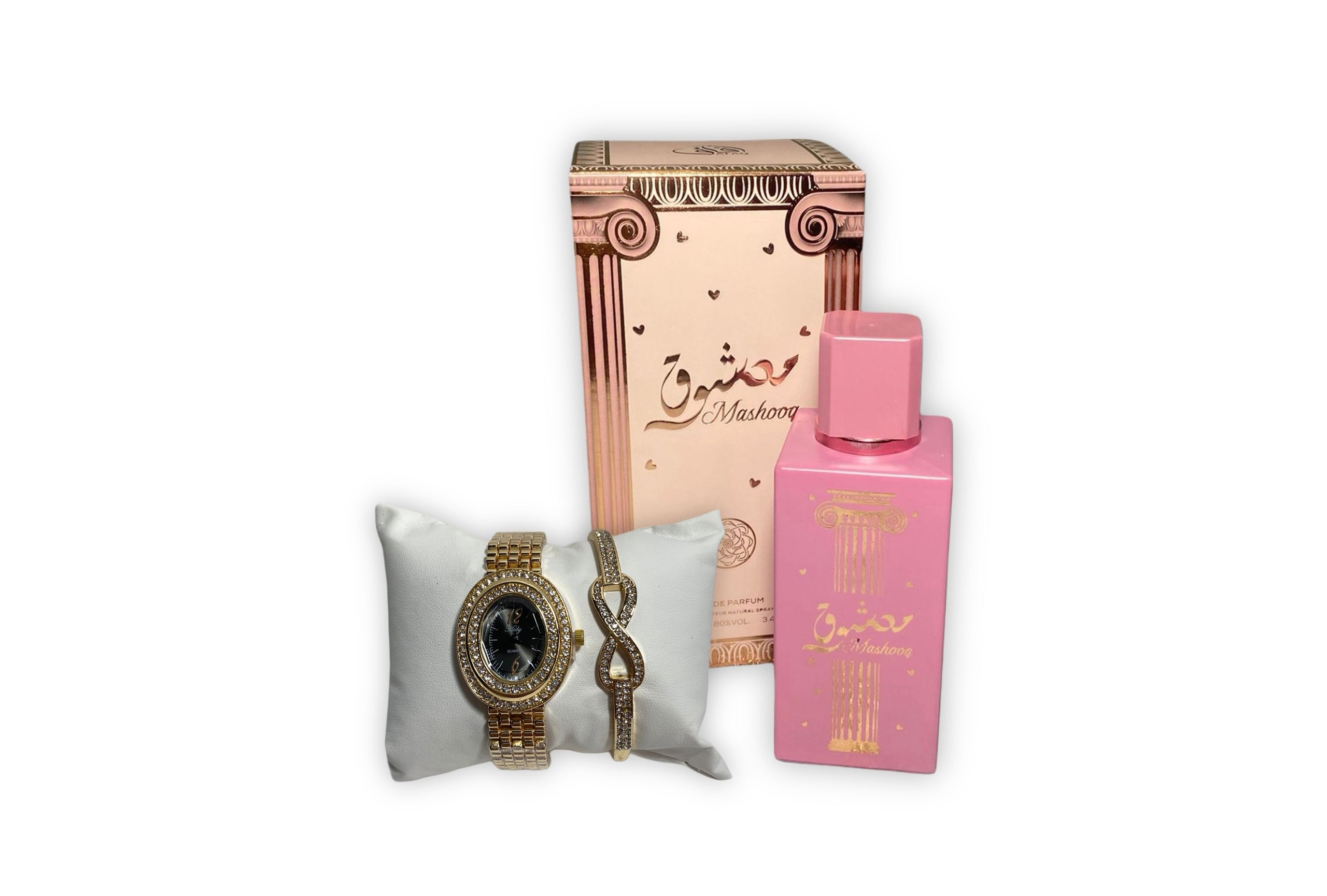 Set Cadou Ceas și Brățară Gold & Parfum Mashooq | Cadou Romantic și Rafinat pentru Ea-Flowers31