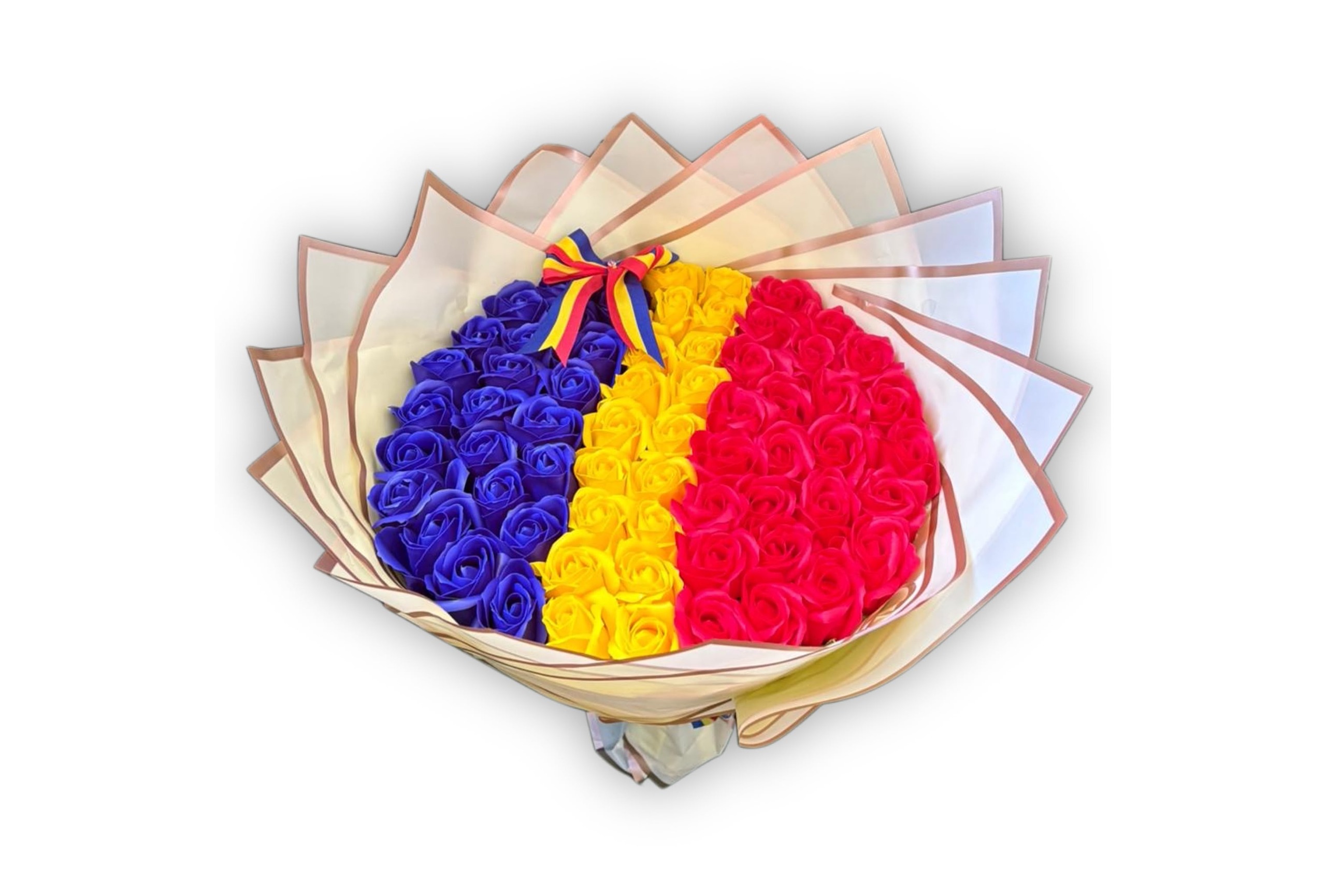 Buchet Tricolor cu 55 de Trandafiri din Săpun- Flowers31