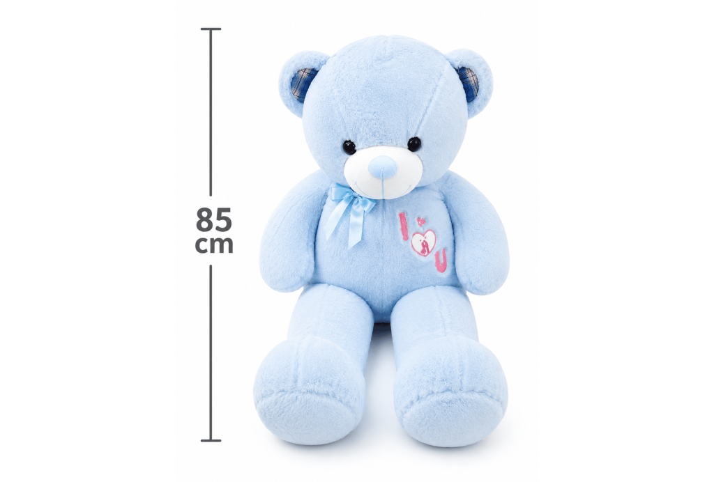 Ursuleț Gigant Blue I Love You 85 cm – Pluș Pufos Catifelat - 31Flowers
