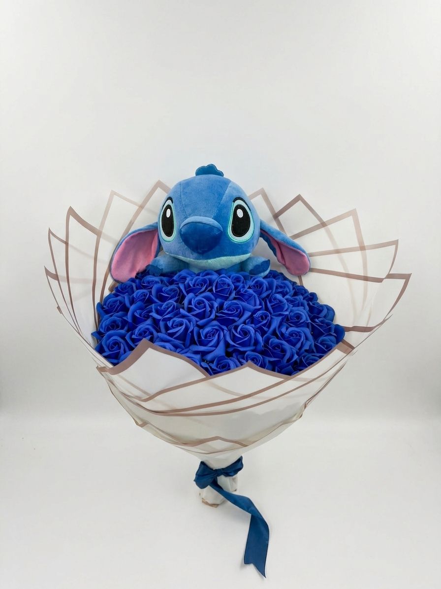 Buchet 55 Trandafiri de Săpun cu Stitch -Flowers31