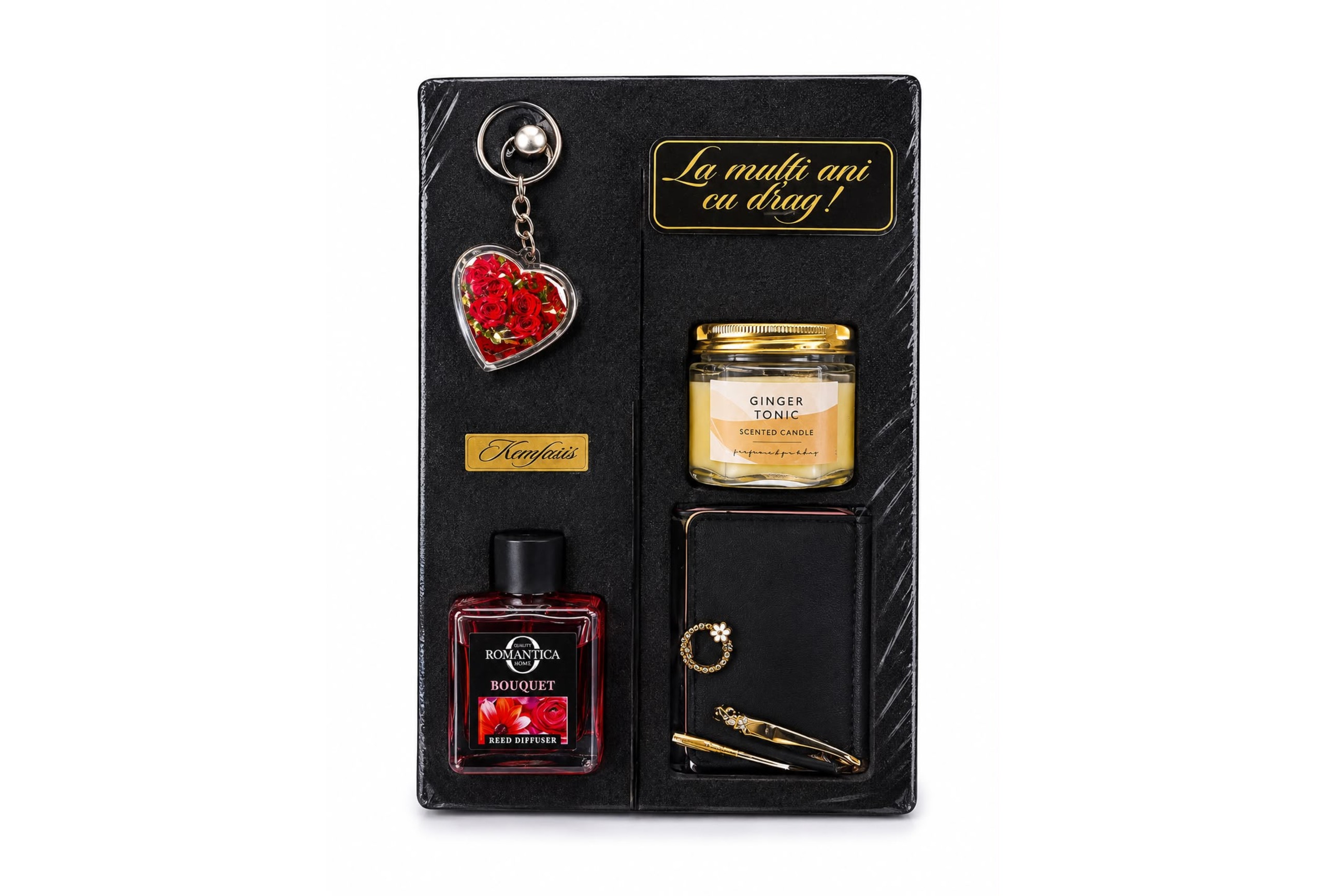 Set Cadou Elegant pentru Femei cu Portofel și Lumânare-Cadou Aniversare-Flowers31