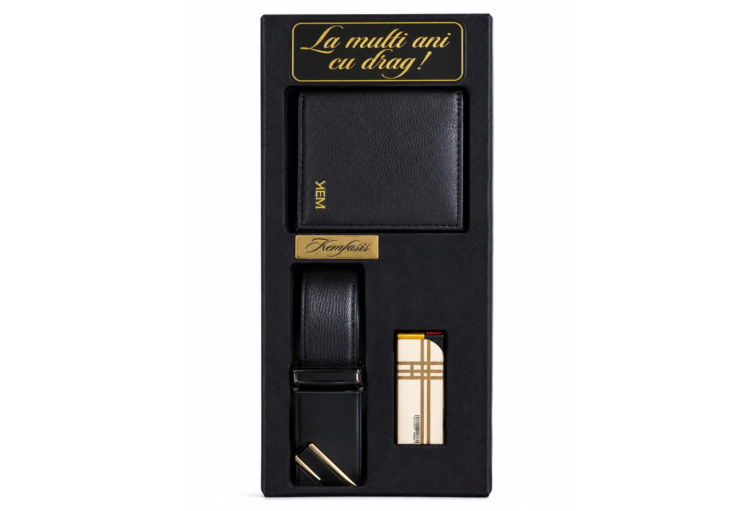 Set cadou bărbați elegant Black & Gold-Flowers31