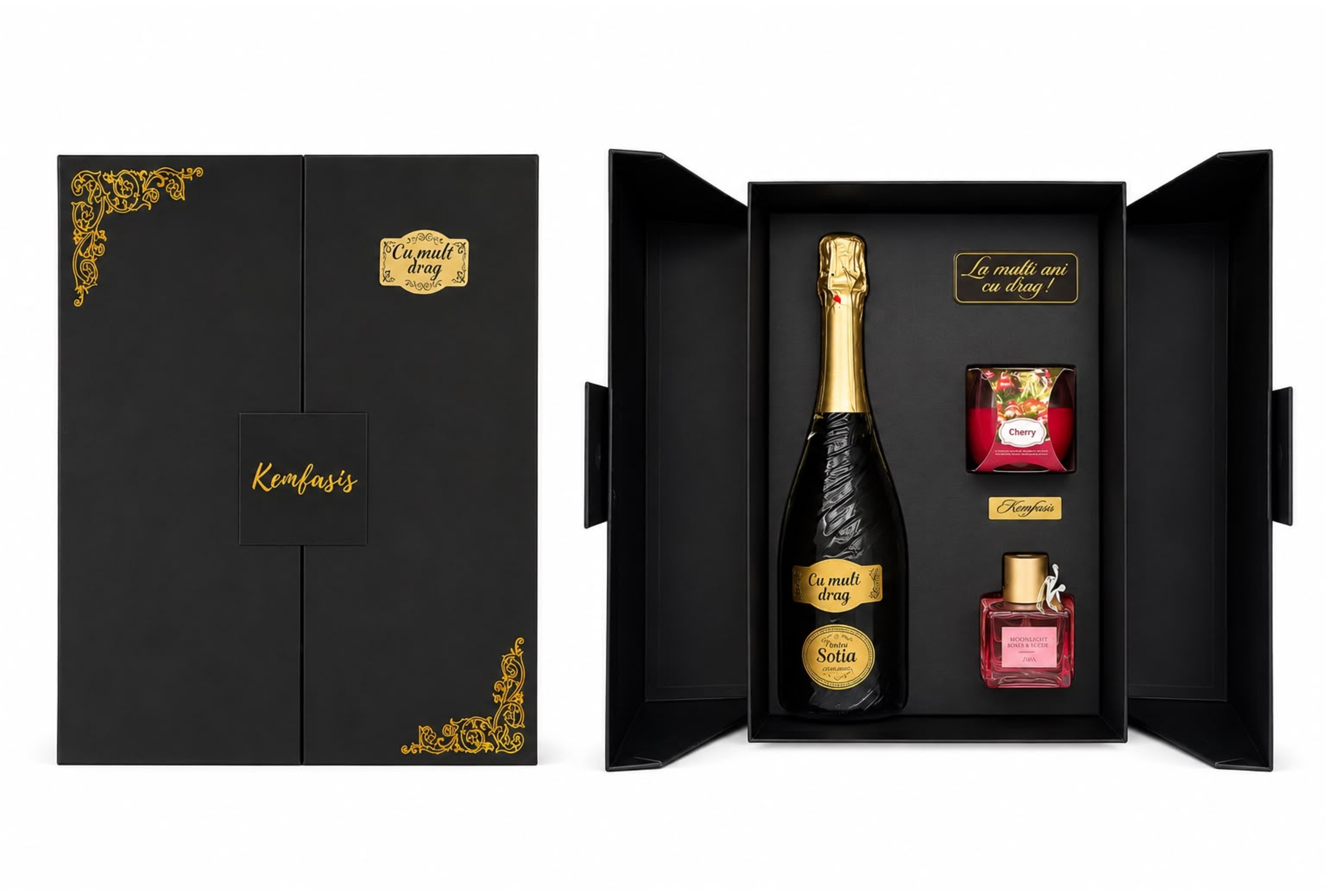 Set Cadou Premium pentru Femei cu Vin și Parfum-Flowers31