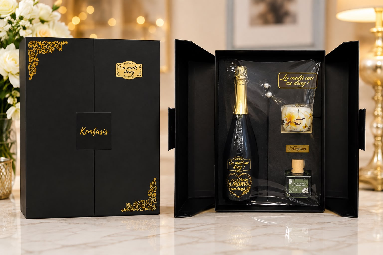 Set Cadou pentru Mama cu Vin, Lumânare și Difuzor- Flowers31