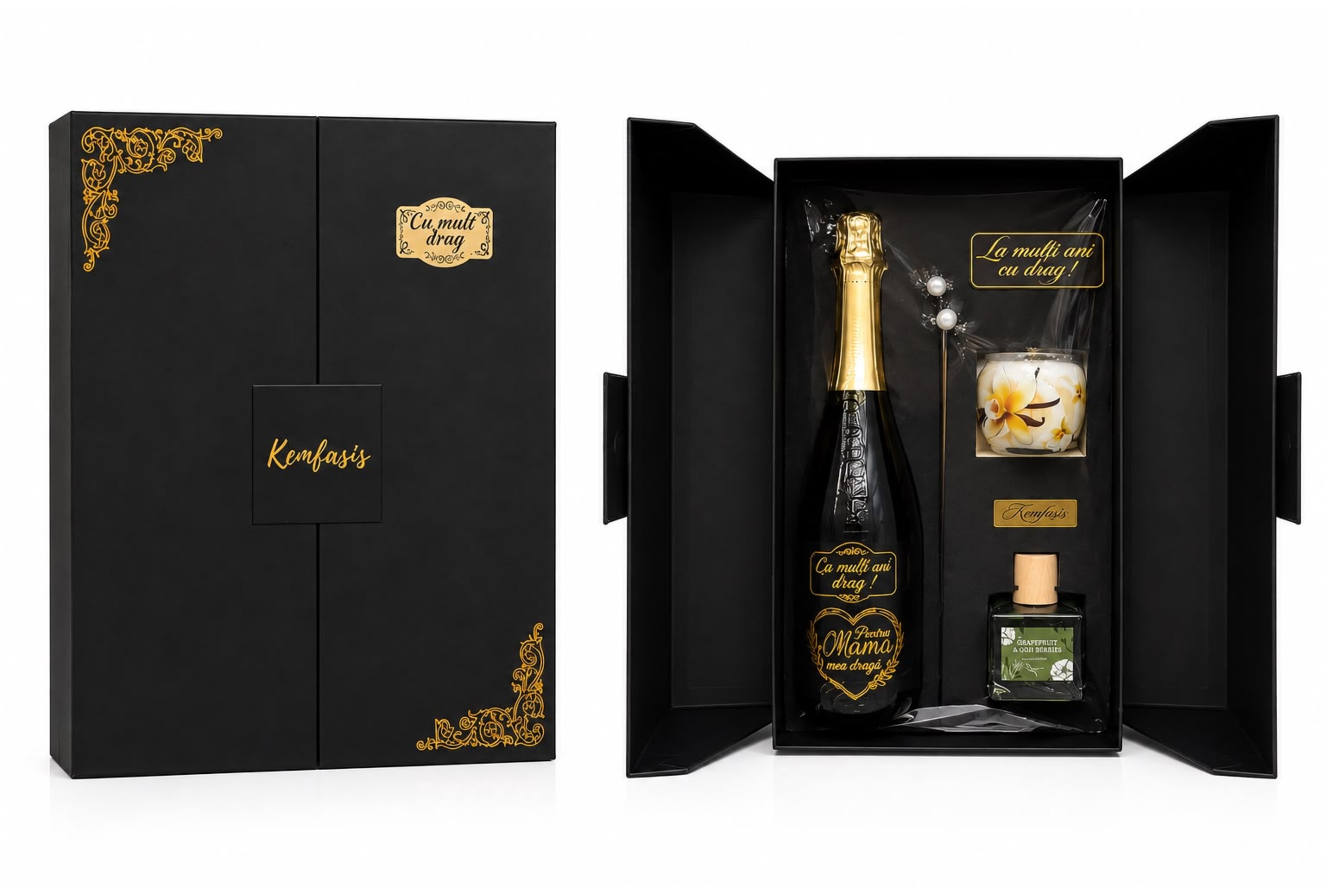 Set Cadou pentru Mama cu Vin, Lumânare și Difuzor- Flowers31