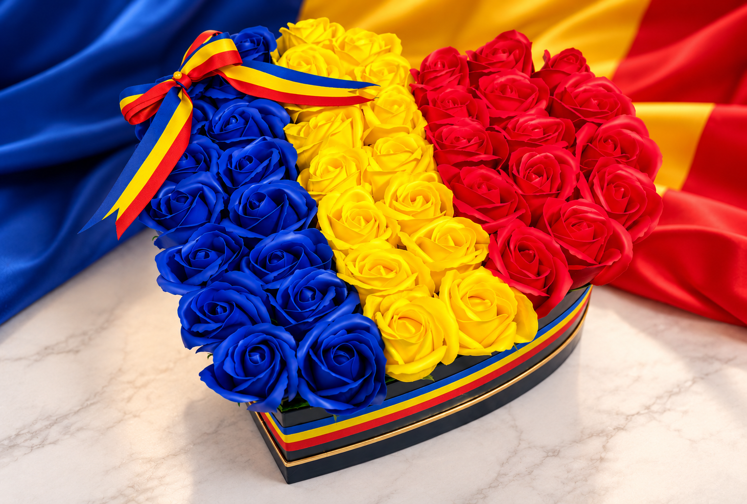 Aranjament Tricolor cu 55 Trandafiri de Săpun - Flowers31