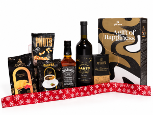 Coș Cadou de Crăciun cu Whisky Jack Daniel’s, Vin Roșu și Dulciuri Fine – Cadou Elegant - Flowers31