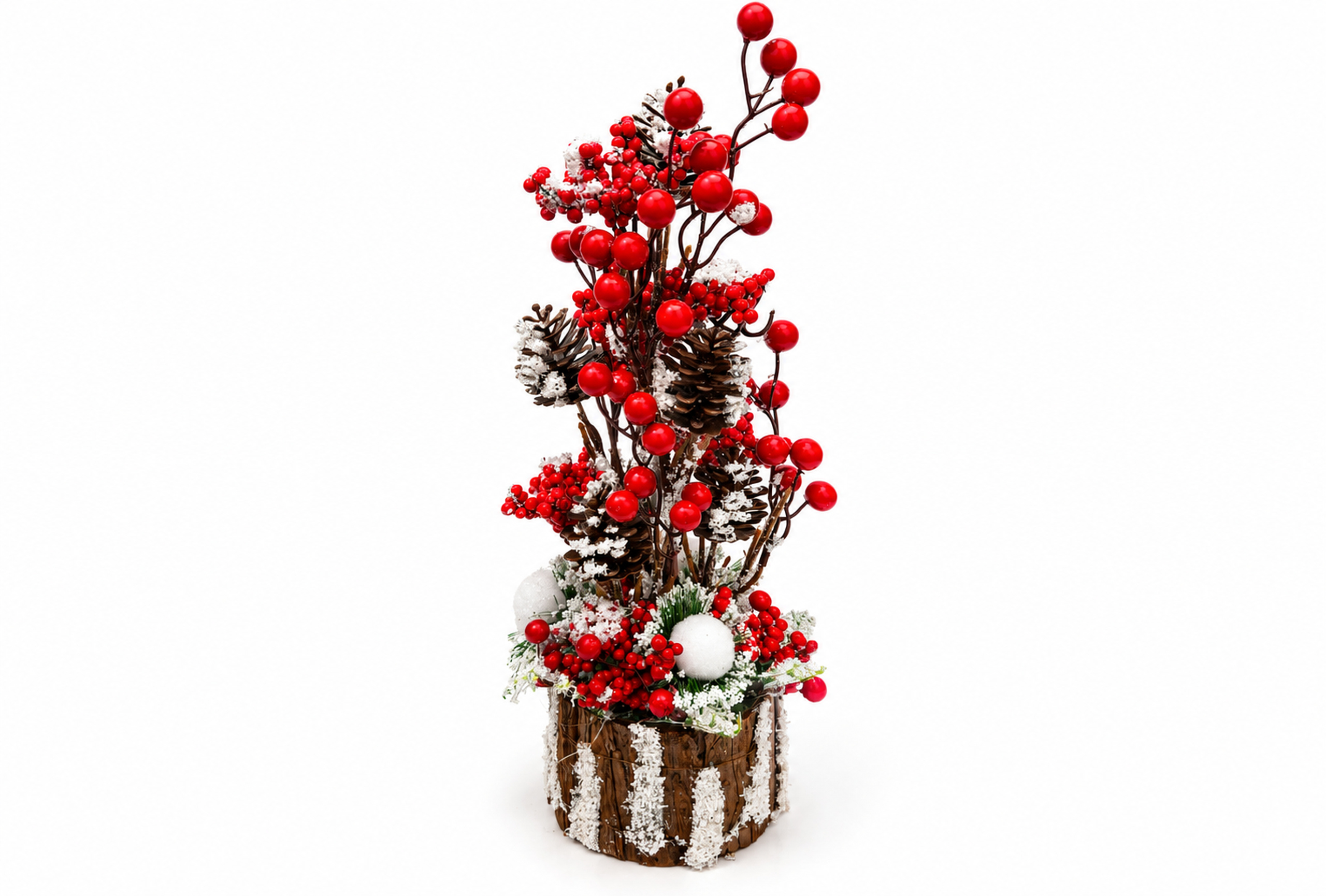 Decoratiune Crăciun cu Merisoare Roșii și Conuri de Brad – Farmecul Iernii - Flowers31