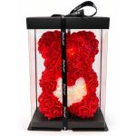 Ursuleț din Trandafiri de Săpun cu LED și Inimă Luminoasă – Cadou Romantic